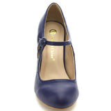 Chase & Chloe Kimmy-21 Women's Round Toe Pierced Mid Heel Mary Jane Style Dress Pumps