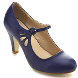 Chase & Chloe Kimmy-21 Women's Round Toe Pierced Mid Heel Mary Jane Style Dress Pumps