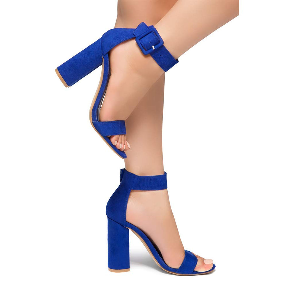 Herstyle Rumors Women's Fashion Chunky Heel Sandal Open Toe Wedding Pumps with Buckle Ankle Strap Evening Party Shoes