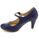 Chase & Chloe Kimmy-21 Women's Round Toe Pierced Mid Heel Mary Jane Style Dress Pumps