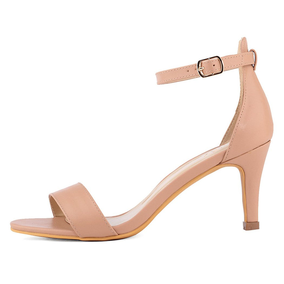 ZriEy Women's Heeled Sandals Ankle Strap High Heels 7CM Open Toe Mid Heel Sandals Bridal Party Shoes