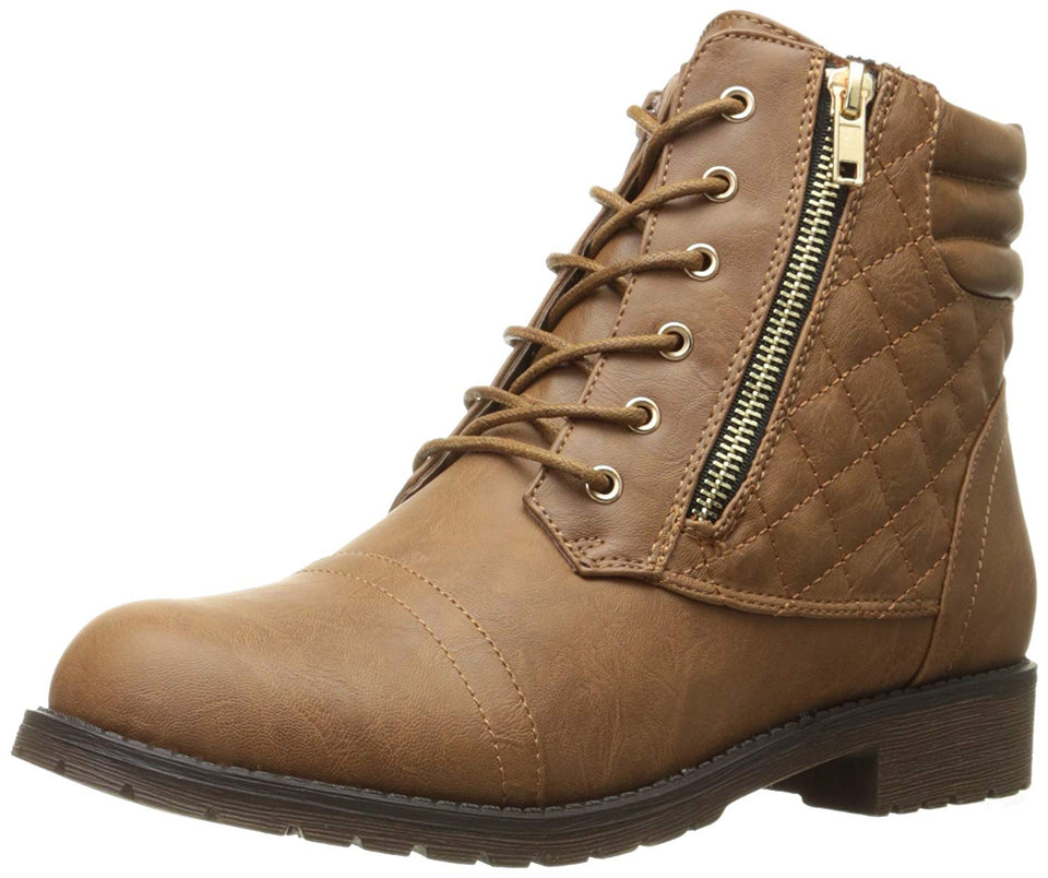 DailyShoes Women's Military Lace Up Buckle Combat Boots Ankle High Exclusive Credit Card Pocket