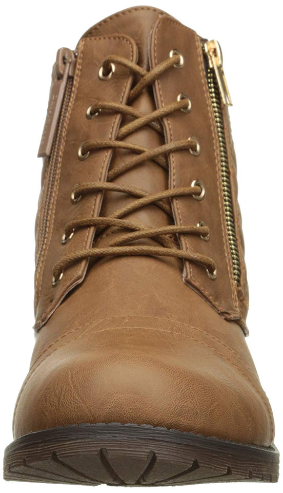 DailyShoes Women's Military Lace Up Buckle Combat Boots Ankle High Exclusive Credit Card Pocket