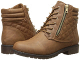 DailyShoes Women's Military Lace Up Buckle Combat Boots Ankle High Exclusive Credit Card Pocket