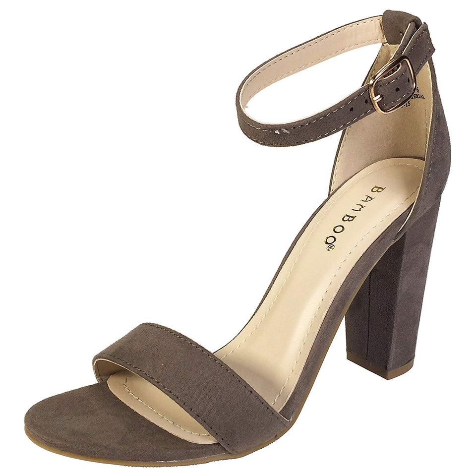 BAMBOO Women's Single Band Chunky Heel Sandal with Ankle Strap
