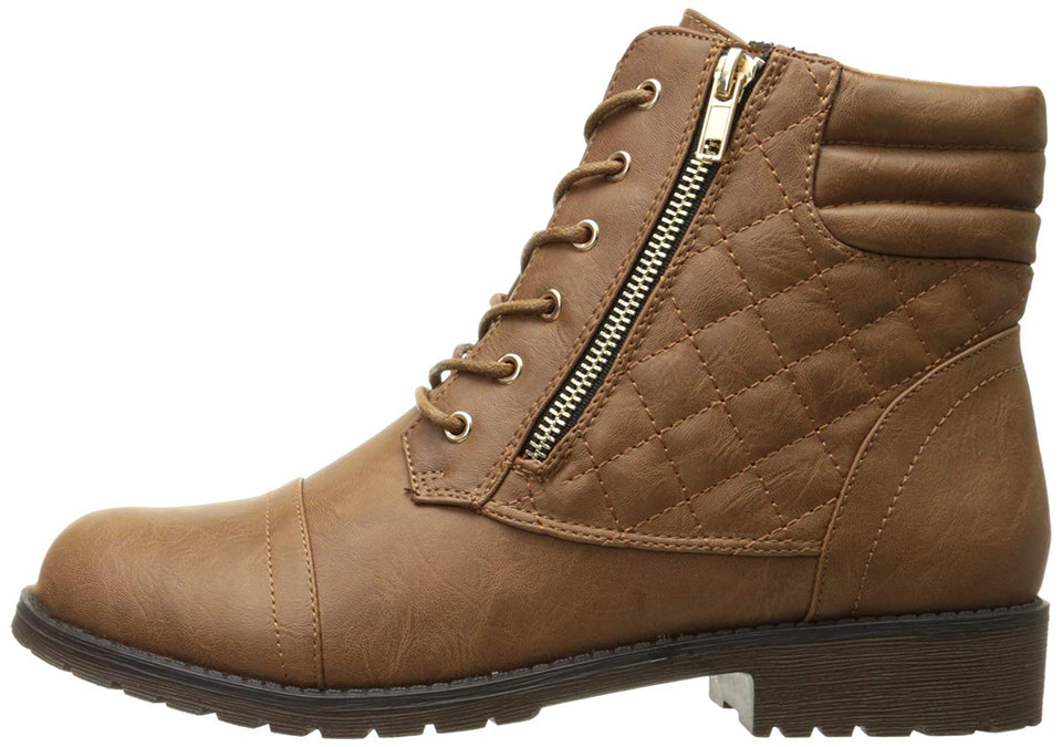 DailyShoes Women's Military Lace Up Buckle Combat Boots Ankle High Exclusive Credit Card Pocket